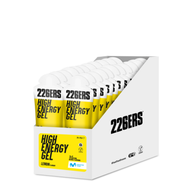 BOX HIGH ENERGY GEL LEMON 226ers - skondensowany żel o wysokiej zawartości węglowodanów, o smaku cytryn, 76g. (24 sztuki)